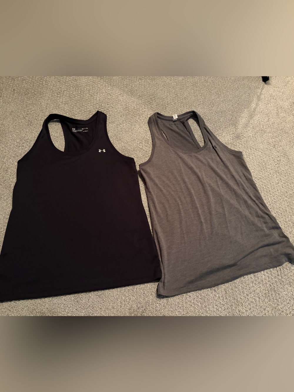 Under Armour Black and Gray Racerback Tank Tops - Women's Activewear